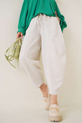 Balon Model Keten Pantolon Bej - MISRA