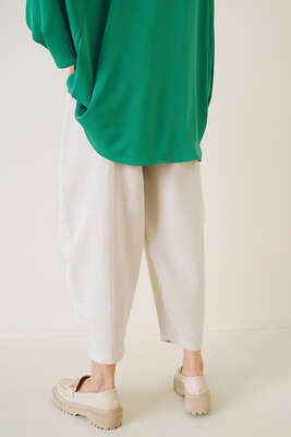 Balon Model Keten Pantolon Bej - Pantolon