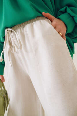 Balon Model Keten Pantolon Bej - Pantolon