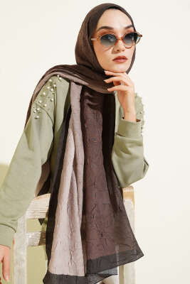 Bambu Kraş Degrade Şal Koyu Haki -04 - Başörtüsü