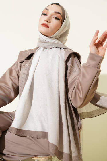 Bambu Kraş Degrade Şal Kum Bej -06 - Başörtüsü