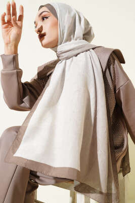 Bambu Kraş Degrade Şal Kum Bej -06 - Başörtüsü