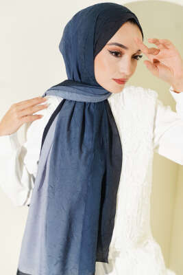Bambu Kraş Degrade Şal Lacivert -10 - Başörtüsü