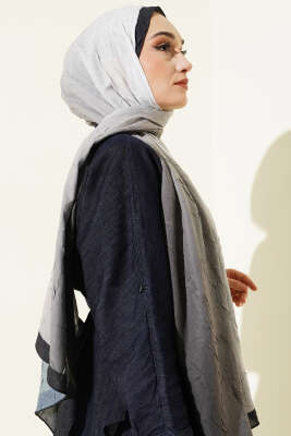 Bambu Kraş Degrade Şal Lacivert Taş -05 - Başörtüsü