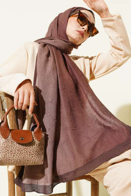 Bambu Kraş Degrade Şal Latte -13 - ŞEHRİ ŞAL