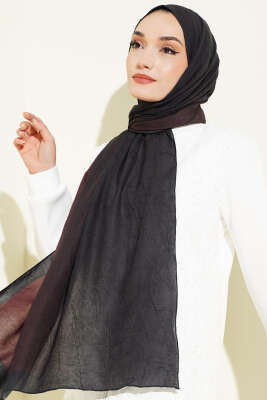 Bambu Kraş Degrade Şal Siyah Kahve -11 - ŞEHRİ ŞAL