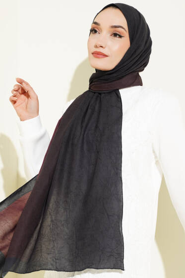 Bambu Kraş Degrade Şal Siyah Kahve -11 - Başörtüsü