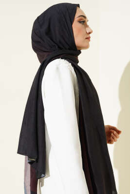Bambu Kraş Degrade Şal Siyah Kahve -11 - Başörtüsü