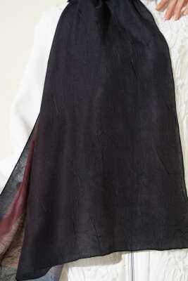 Bambu Kraş Degrade Şal Siyah Kahve -11 - Başörtüsü