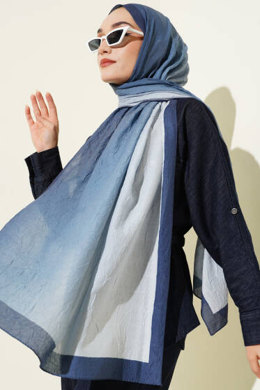 Bambu Kraş Degrade Şal Soft Mavi -02 - Başörtüsü
