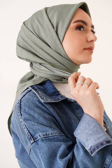 Bambu Kraş Eşarp Çağla Yeşili - Black&White