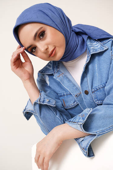 Bambu Kraş Eşarp Mavi - Black&White