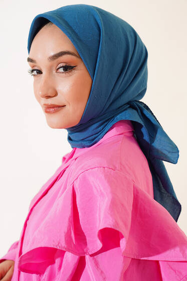 Bambu Kraş Eşarp Petrol - Black&White