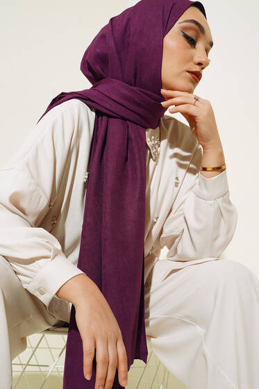 Bambu Şal Koyu Mor - Black&White