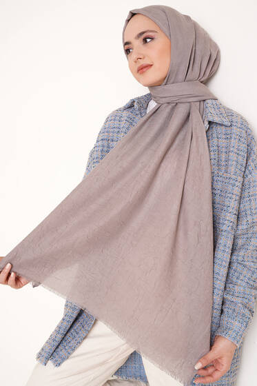 Bambu Şal Soğuk Vizon - Black&White