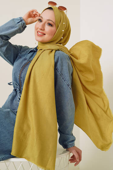 Bambu Şal Zeytin Yeşili - Black&White