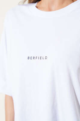 Barfield Baskılı Duble Kol T-shirt Beyaz - Kadın Giyim Modelleri