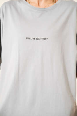 Barfield Baskılı Duble Kol T-shirt Kayrak Grisi - Kadın Giyim Modelleri