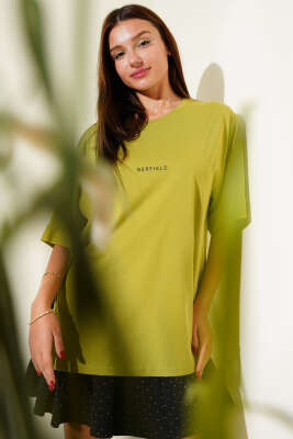 Barfield Baskılı Duble Kol T-shirt Yağ Yeşili 