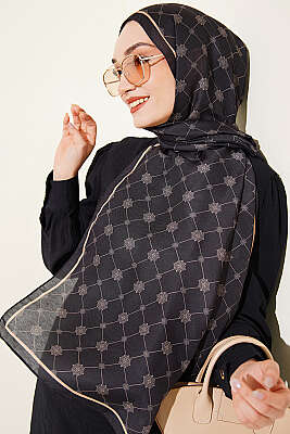 Barok Motifli Soft Şal Antrasit 