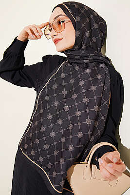 Barok Motifli Soft Şal Antrasit - Başörtüsü