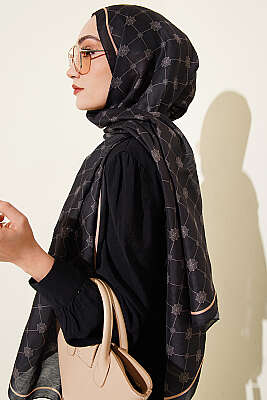 Barok Motifli Soft Şal Antrasit - Başörtüsü