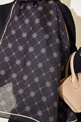 Barok Motifli Soft Şal Antrasit - Başörtüsü