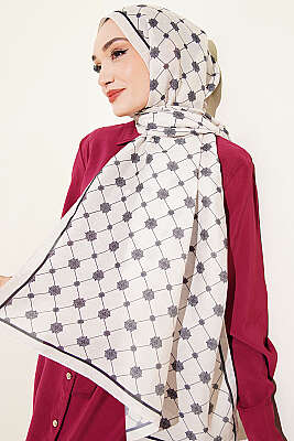 Barok Motifli Soft Şal Bej 