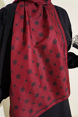 Barok Motifli Soft Şal Bordo - Başörtüsü