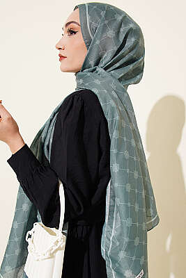 Barok Motifli Soft Şal Çağla Yeşili - Başörtüsü