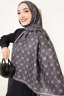 Barok Motifli Soft Şal Füme 