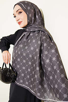 Barok Motifli Soft Şal Füme - Başörtüsü