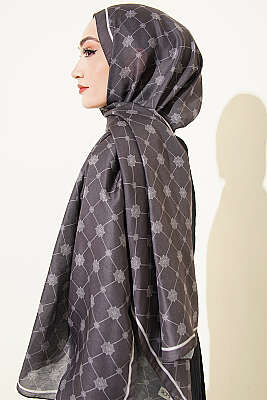 Barok Motifli Soft Şal Füme - Başörtüsü