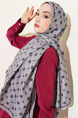 Barok Motifli Soft Şal Gri - Başörtüsü