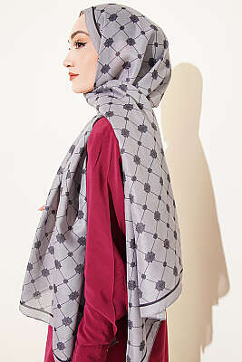 Barok Motifli Soft Şal Gri - Başörtüsü