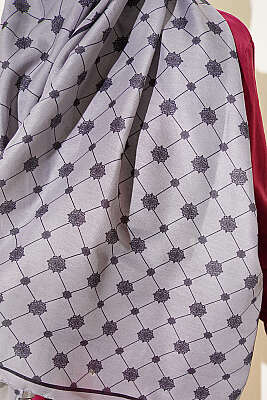 Barok Motifli Soft Şal Gri - Başörtüsü