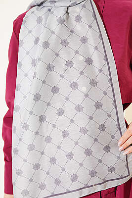 Barok Motifli Soft Şal Gümüş - Başörtüsü