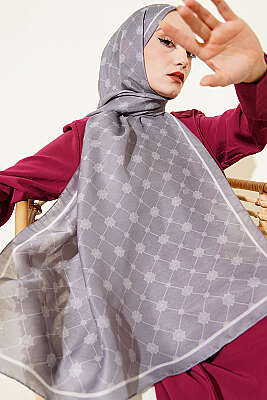 Barok Motifli Soft Şal Kayrak Grisi - ASSE BONE