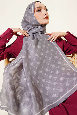 Barok Motifli Soft Şal Kayrak Grisi - Başörtüsü