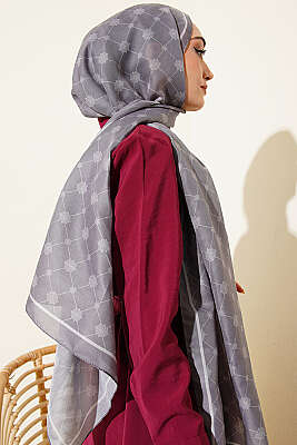 Barok Motifli Soft Şal Kayrak Grisi - Başörtüsü