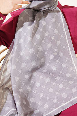 Barok Motifli Soft Şal Kayrak Grisi - Başörtüsü