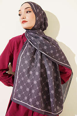 Barok Motifli Soft Şal Koyu Lila - ASSE BONE