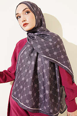 Barok Motifli Soft Şal Koyu Lila - Başörtüsü