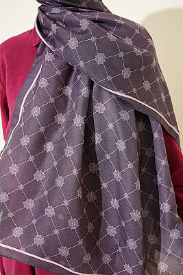 Barok Motifli Soft Şal Koyu Lila - Başörtüsü