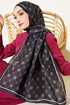 Barok Motifli Soft Şal Siyah - ASSE BONE