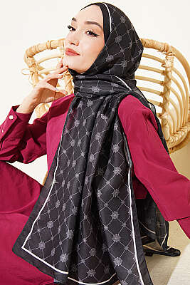 Barok Motifli Soft Şal Siyah - Başörtüsü