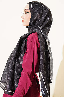 Barok Motifli Soft Şal Siyah - Başörtüsü