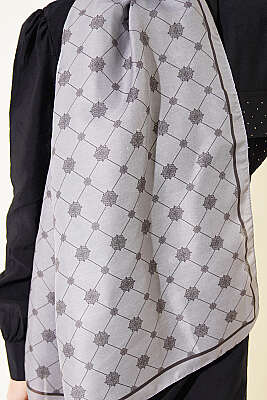 Barok Motifli Soft Şal Taş Gri - Başörtüsü