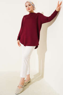 Basic Alt Dikişsiz Tunik Bordo - Tunik