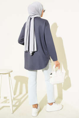 Basic Alt Dikişsiz Tunik Füme - Tunik